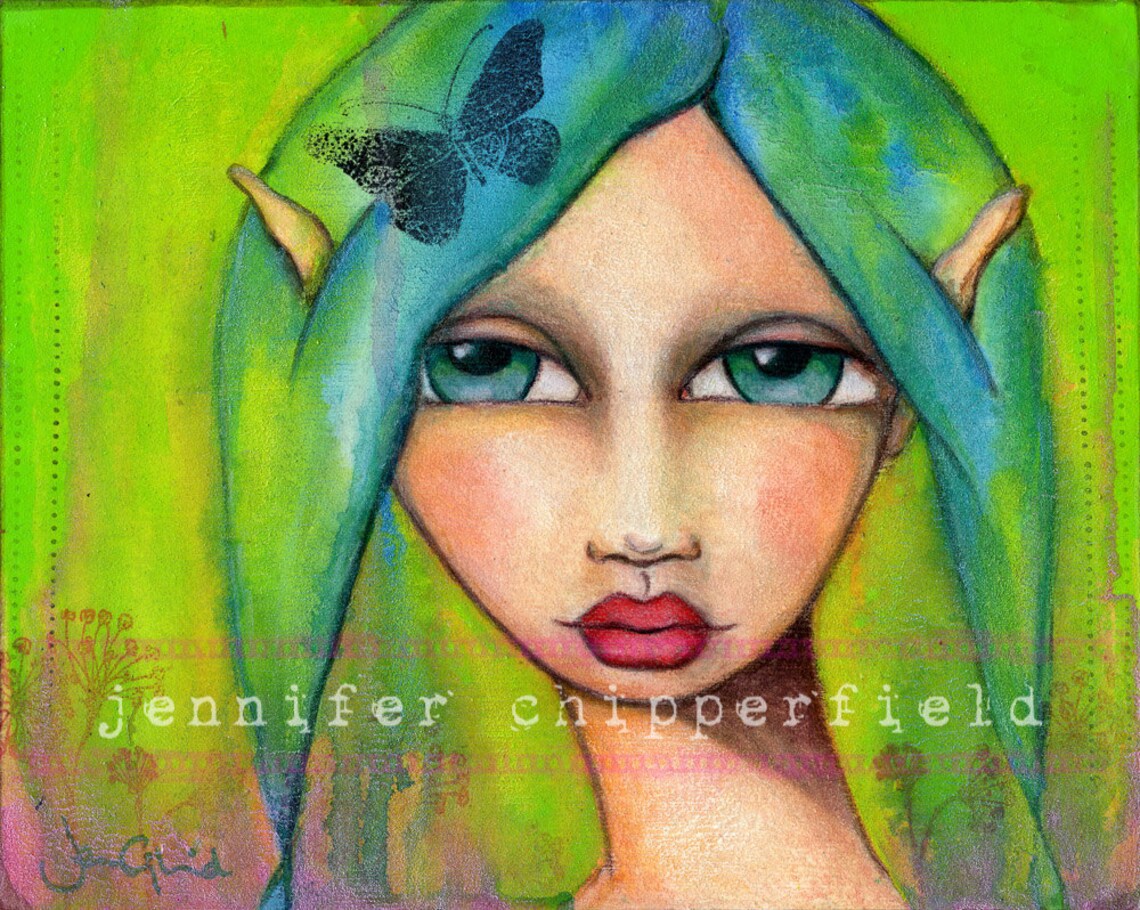 8x10 Fairy Paintingmixed Media Original Etsy