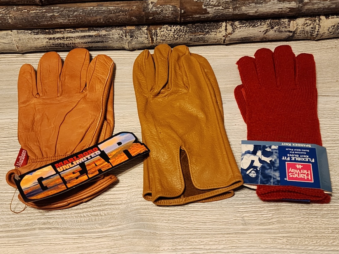 Your Choice Vintage Pair of Gloves Unlimited Marlboro Leather Hanes Her