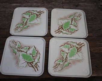 Vintage Metal Ivy Serving Trays - set of 4 - item #