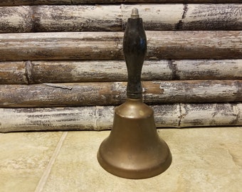 Vintage Brass Bell with Wooden Handle- item #3907-1