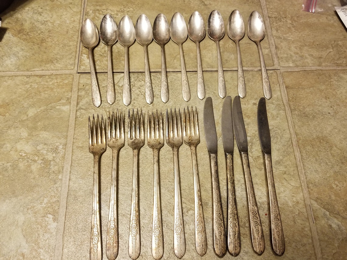 Nobility Plate Silverware Set Royal Rose 20 Pcs Item Etsy
