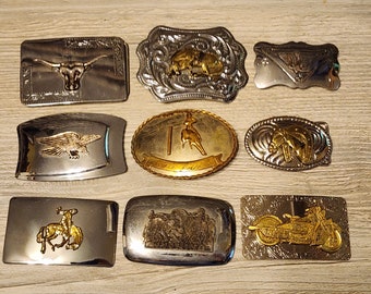 Your Choice - Vintage Belt Buckle - Eagle - Motorcycle - Horse - Longhorn - Wyoming - Cowboy Boots - Pole Racing - Bronco