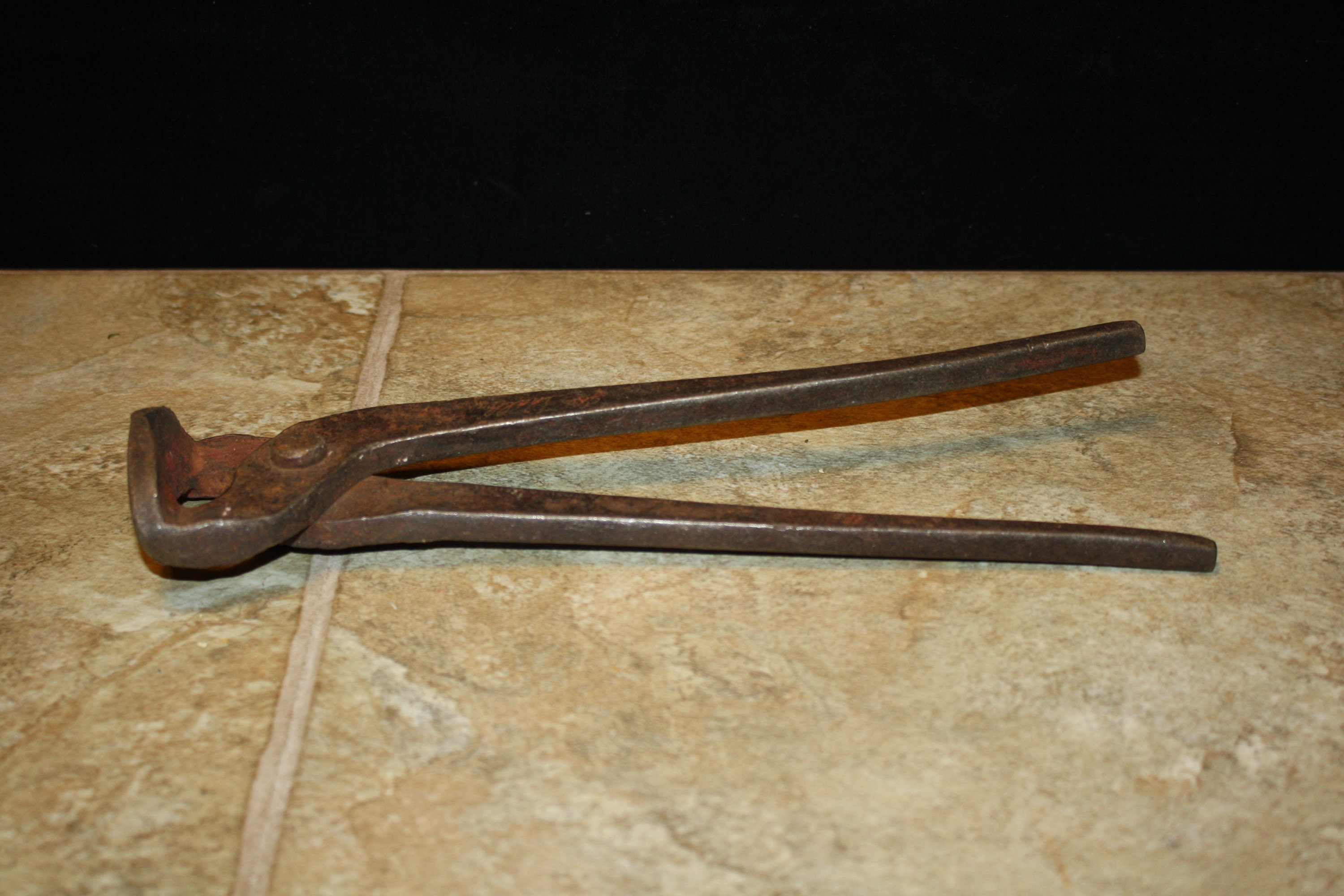 Antique French Extra Large Metal Tongs Pliers Tool Ironsmith