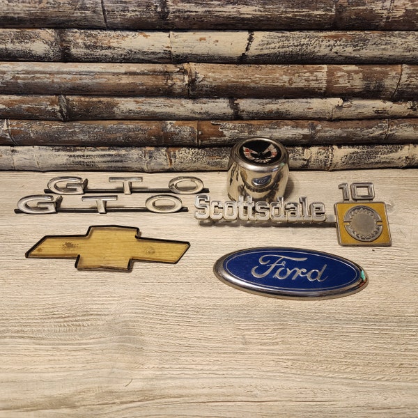 Choice - Car Part - Auto Emblem - GTO Emblem Badges - Chevy Logo - Scottsdale Emblem - Pontiac Horn Button - Ford Emblem - Man Cave Decor