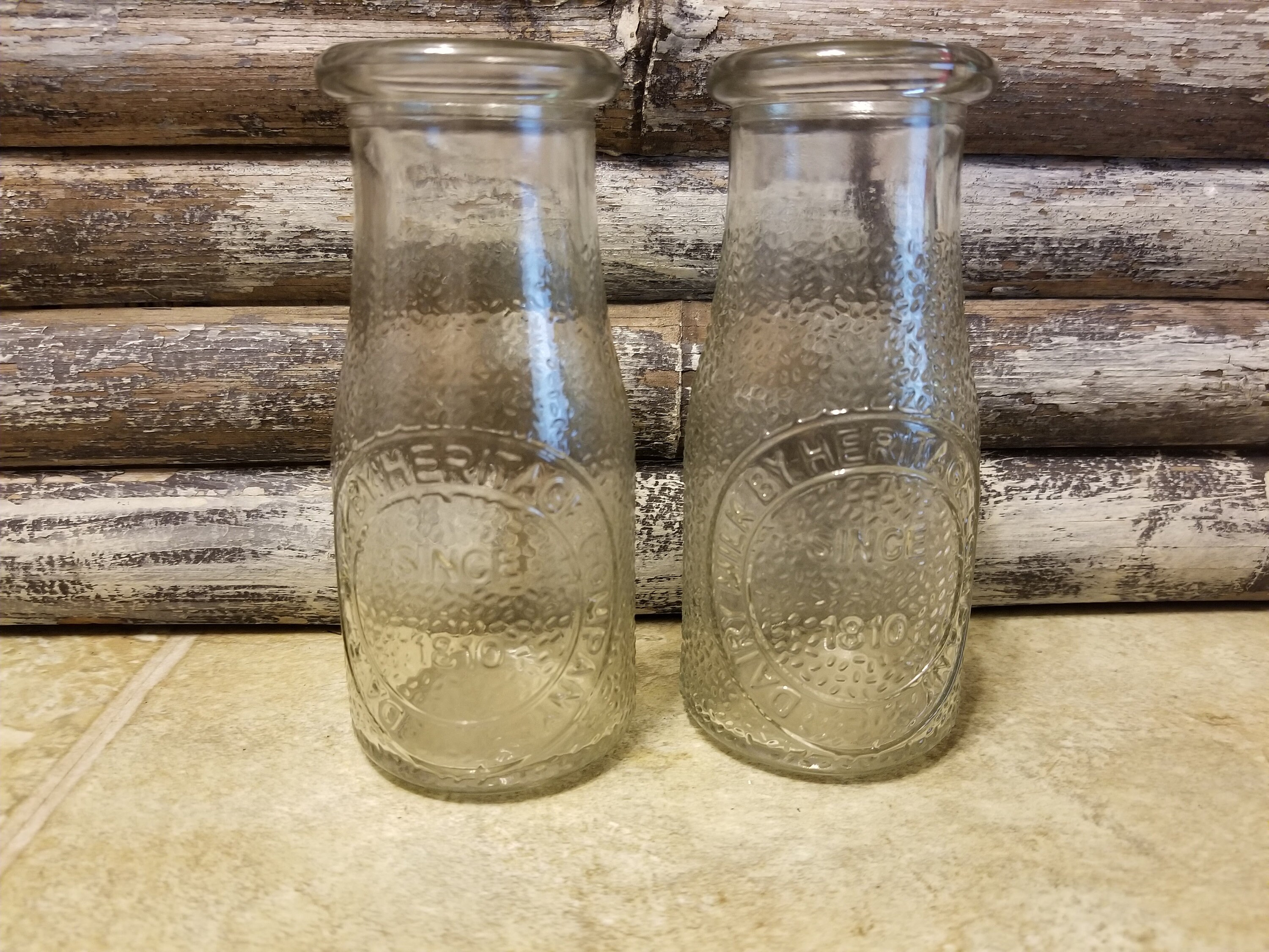Milk Bottles set of two Dairy Milk By Heritage Company Etsy