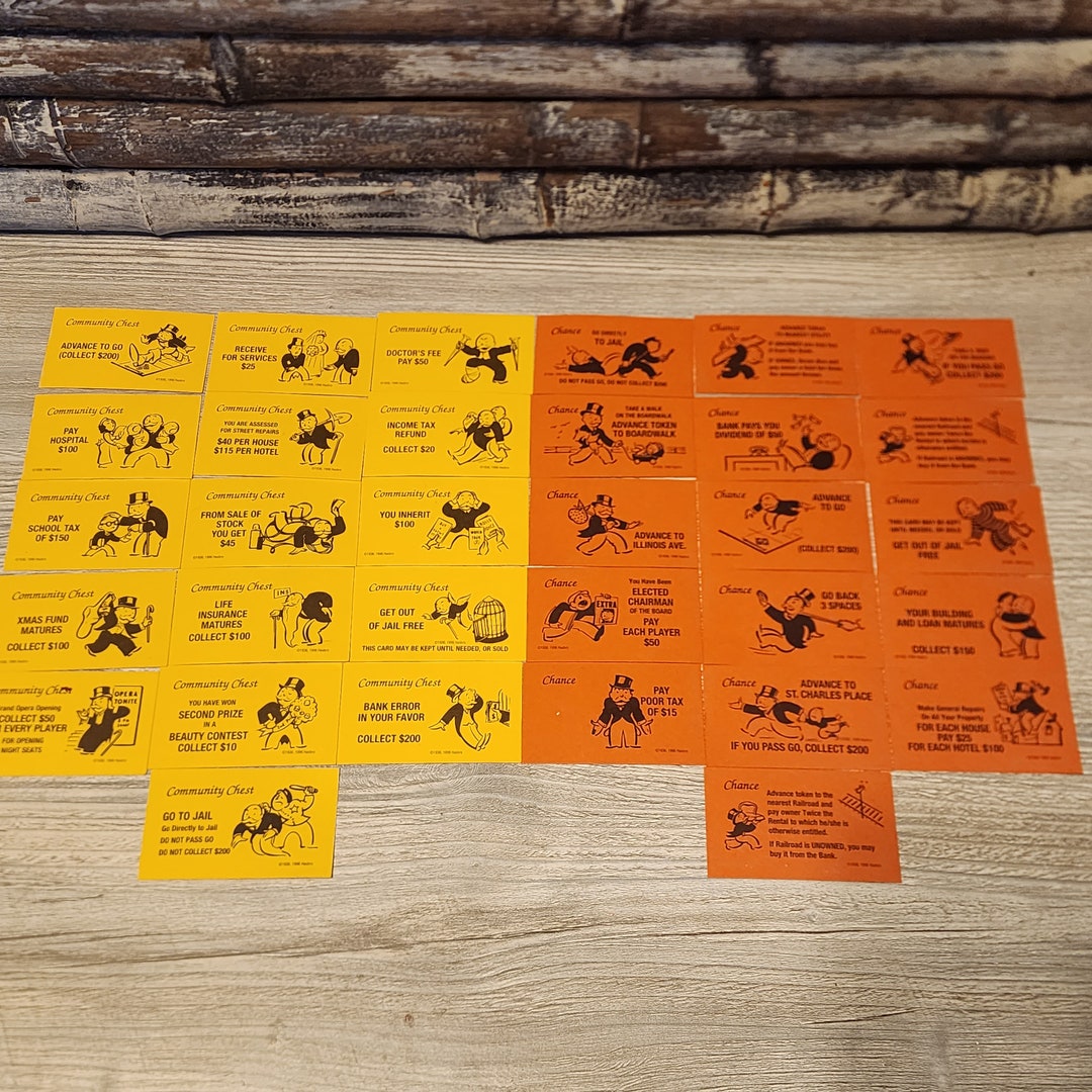Monopoly Game Pieces Chance and Community Chest Cards Full Etsy
