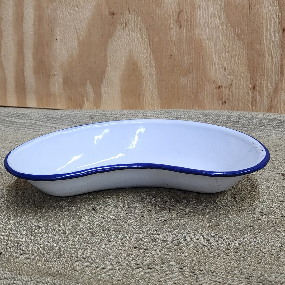Vintage Enamel Kidney Shaped Tray Hospital Pan Blue and Etsy