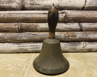 Vintage Brass Bell with Wooden Handle- item #3907-2