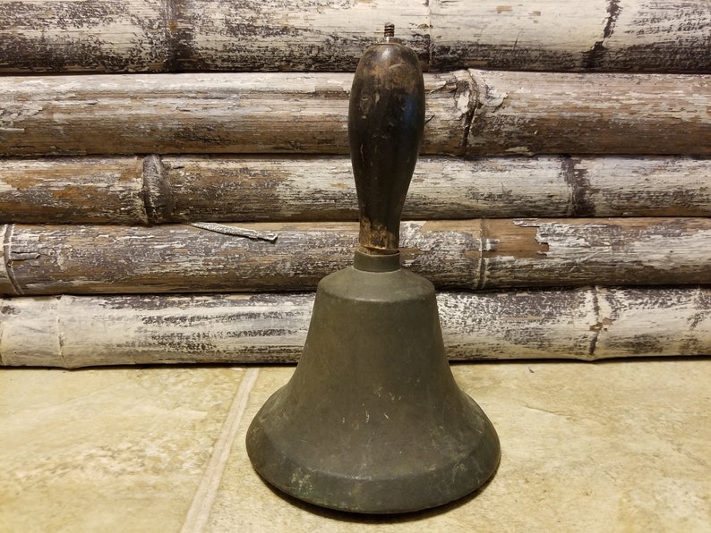 Vintage Brass Bell with Wooden Handle item 3907-2 image 1