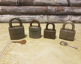 Vintage Locks - set of 4 - Walsco - Yale & Towne - Master Lock - 2 with Keys - item #5008