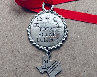 2024 Total Solar Eclipse Pewter Ornament - Texas