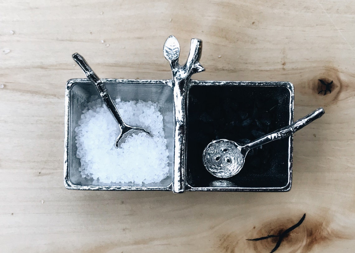 Pewter Salt & Pepper Tray Salt and Pepper Cellar Salt and Etsy