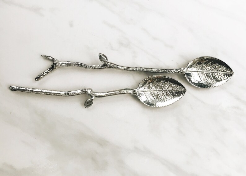 Pewter Leaf Spoon Pair of Leaf Spoons by Crosby & Taylor Etsy