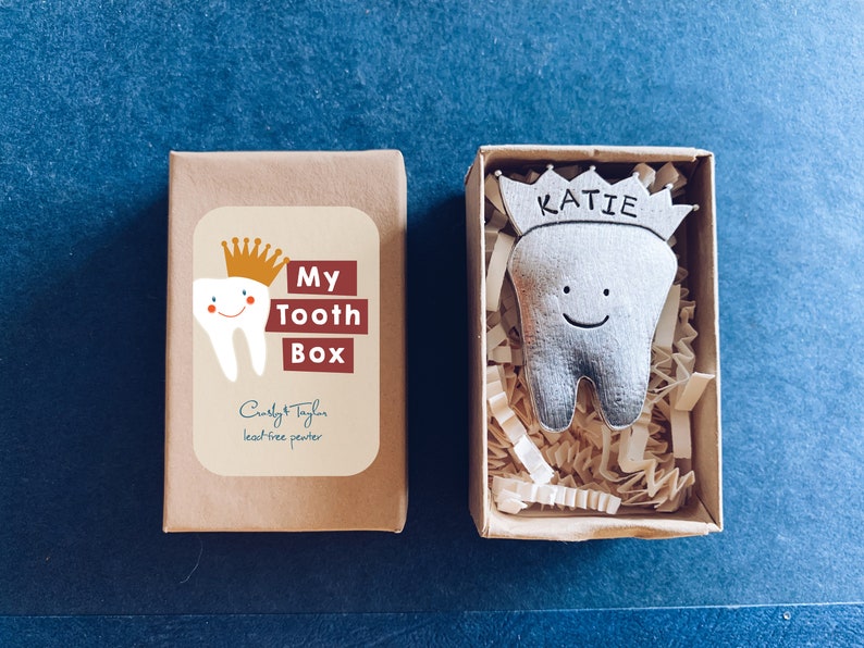 My Tooth Box Sentiment Box personalized, Tooth Fairy, Baby Gifts, Baby Shower Gifts, Tooth Box, Tiny Box, Metal Box, Tooth Pillow image 2