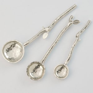 Pewter Twig Spoons, Trio of Twig Spoons, Condiment Spoons by Crosby & Taylor