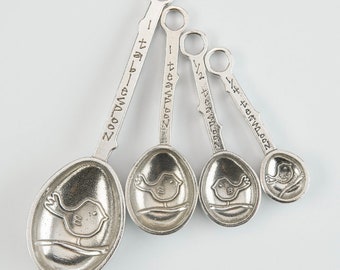 Pewter Bird Measuring Spoons, Housewarming, Wedding Gift, Kitchen, Bridal Shower, Birthday Gift