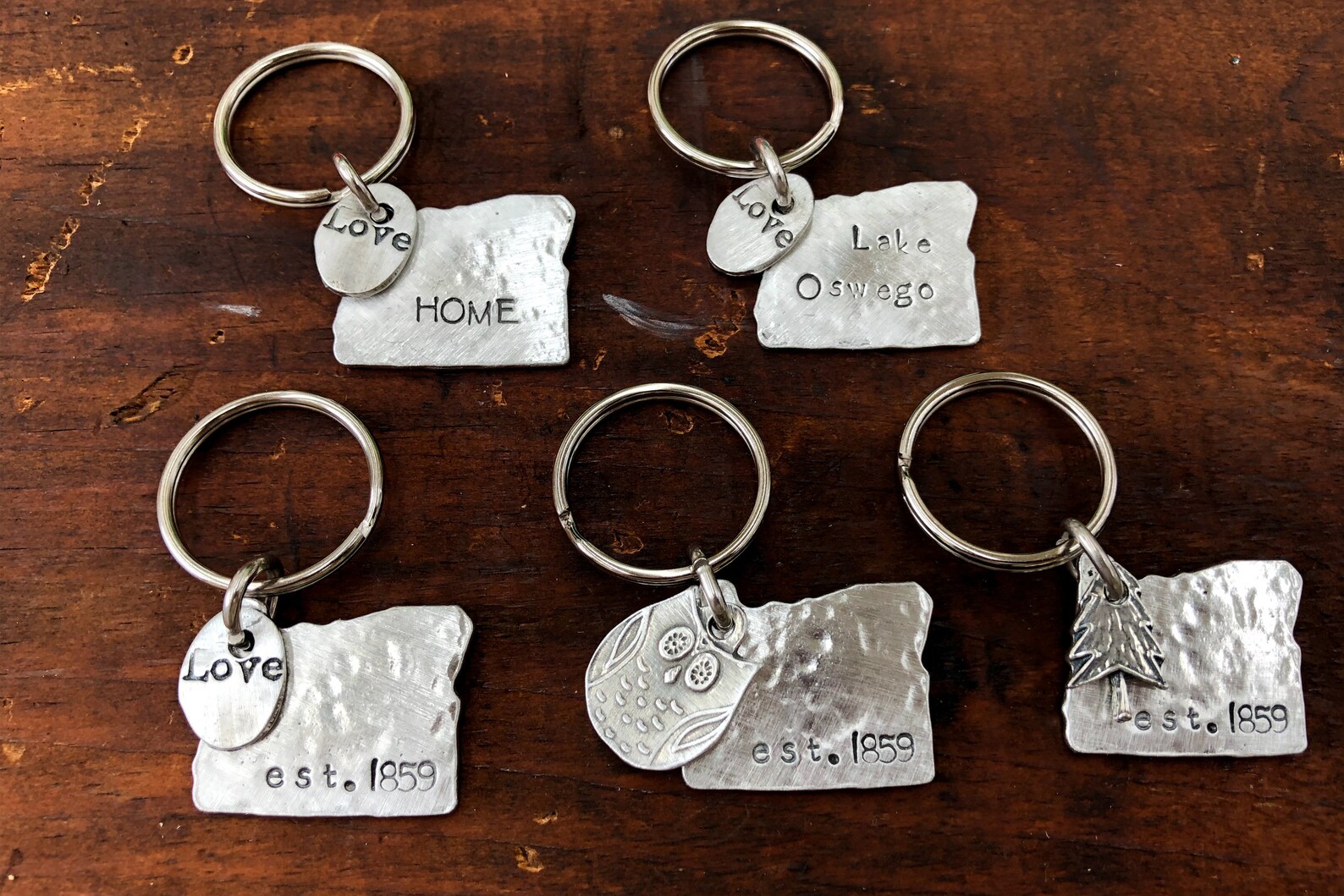 Oregon Key Chains Handmade Pewter Keychains Oregon Gifts Etsy