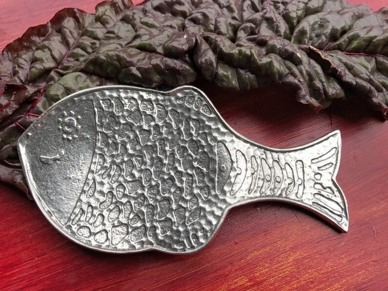Pewter Spoon Rest Fish Spoon Rest by Crosby & Taylor formerly Etsy