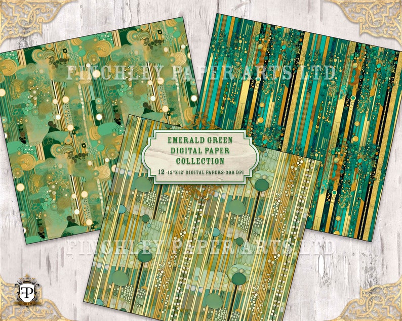 Emerald Green Digital Paper Collection, Instant Download,digital Pages