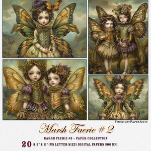 Coleção Marsh Faerie # 2, imagens vintage de fadas 8,5 "x 11" tamanho carta dos EUA, download instantâneo, páginas de diário digital, papel de diário indesejado