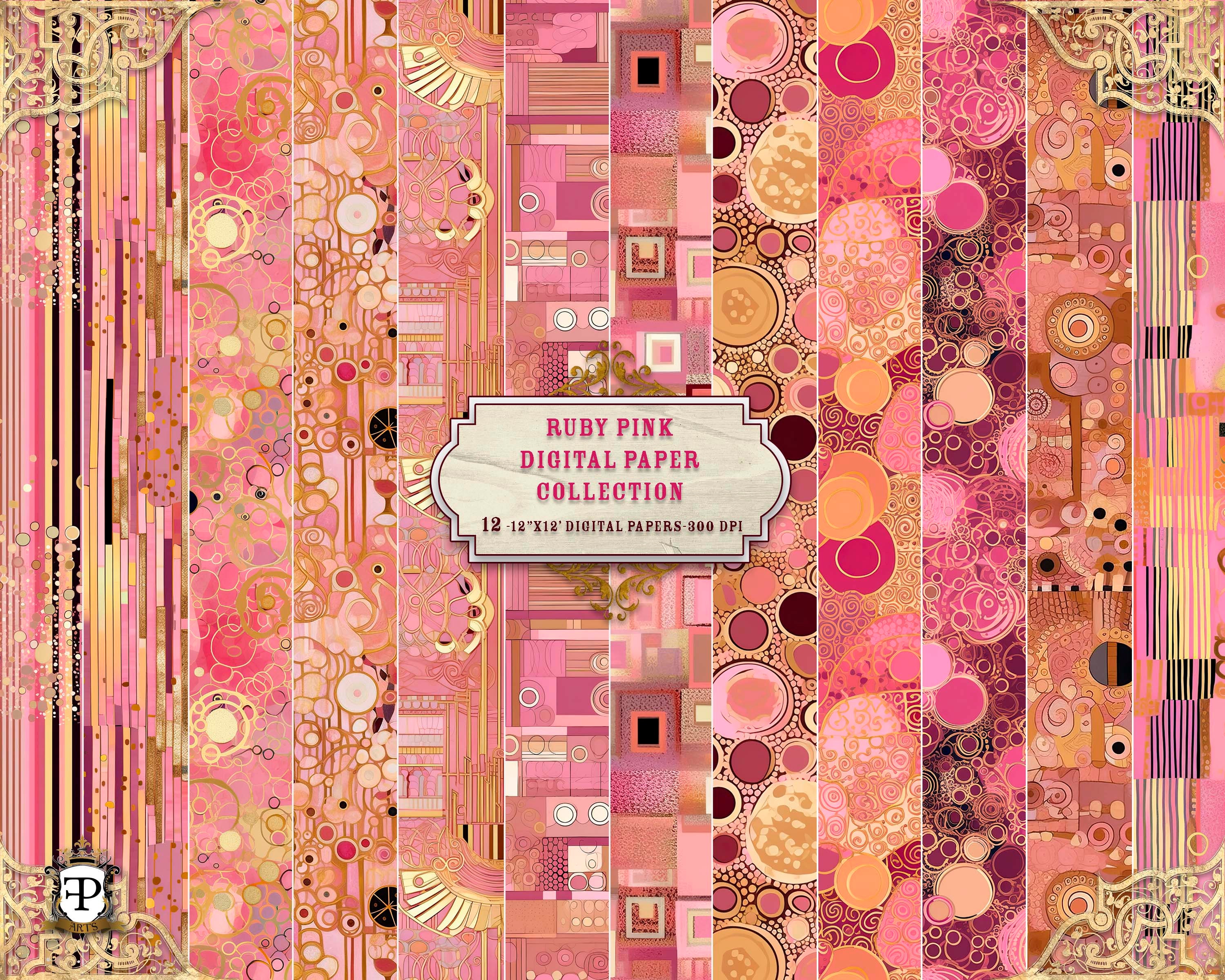 Ruby Paper Screen Ruby Pink Digital Paper Collection, Instant Download,digital Pages ...