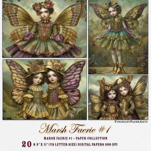 Coleção Marsh Faerie, imagens vintage de fadas 8,5 "x 11" tamanho carta dos EUA, download instantâneo, páginas de diário digital, papel de diário indesejado