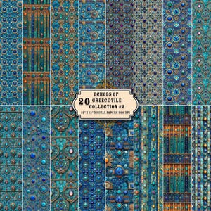 Collection de carreaux grecs #2, papier numérique pour carreaux, téléchargement immédiat, pages numériques, fournitures de papier pour scrapbooking, papier numérique imprimable,