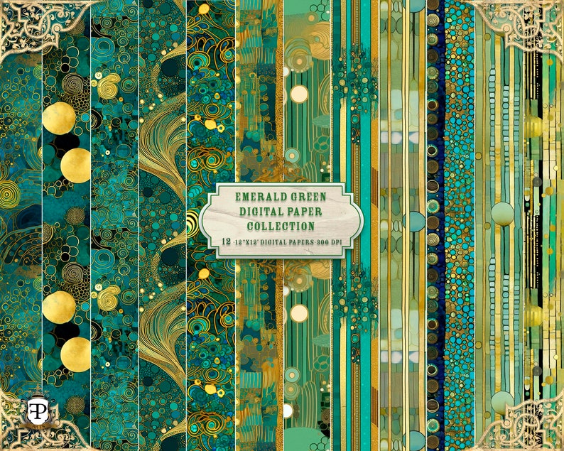 Emerald Green Digital Paper Collection Instant Download digital Pages emerald-green-digital-paper-collection-instant-download-digital-pages