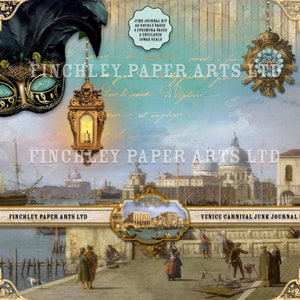 Kit de diario basura del Carnaval de Venecia, descarga instantánea, kit de diario digital, suministros de papel para álbumes de recortes, KIt de diario basura, imágenes prediseñadas