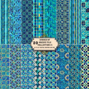 Collection n°1 de carreaux grecs, papier numérique pour carreaux, téléchargement immédiat, pages numériques, fournitures de papier pour scrapbooking, papier numérique imprimable,