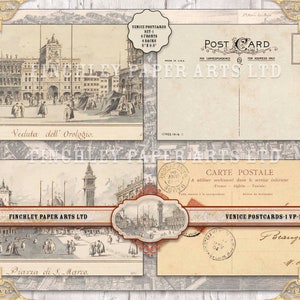 Venedig Postkarten Set 1,Instant Download,Vintage Postkarten,Italienische Postkarte,Vintage Ephemera,Handschrift,Scrapbooking Zubehör