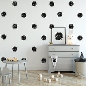 Smiley Face Fabric Wall Decals: Monochrome Kids&#39; Room Decor
