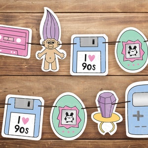 90s Party DIY Printable Garland