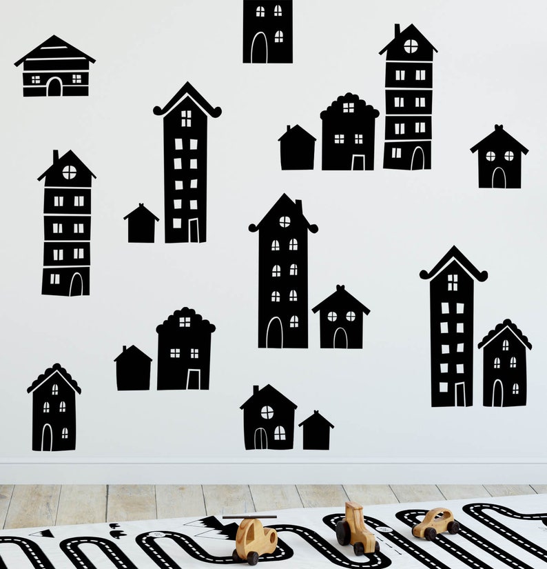 Cute House Wall Decals / Scandinavian Style Illustrated Design Etsy UK