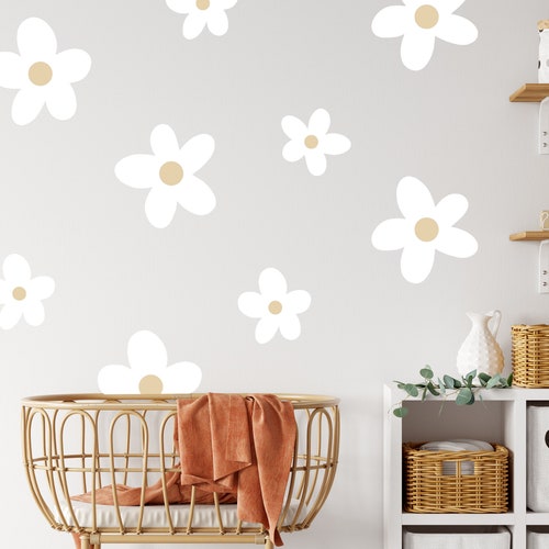 Boho Daisy Flowers Wall Decals Plasticfree Wall Stickers Etsy