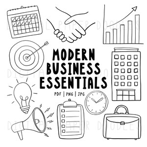 Business Essentials Clipart | Handritad linjeteckning (Kommersiellt bruk, digital nedladdning)