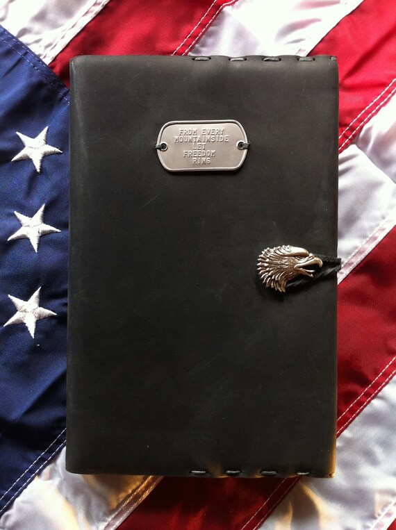 Handmade Leather Military Journal Let Freedom Etsy
