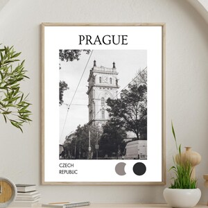 Prague Wall Art, Black and White Vinohrady Water Tower Print, Urban Home Decor, Gift for Architecture Lovers, Gift for Travelers