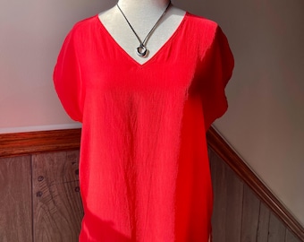 Red Silk top 80s