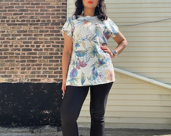 Tropical Print Vacation Blouse size M