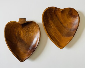 Mid Century teak wood trinket trays