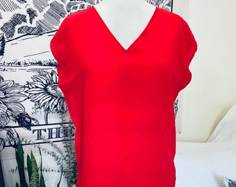 80s Red Silk top