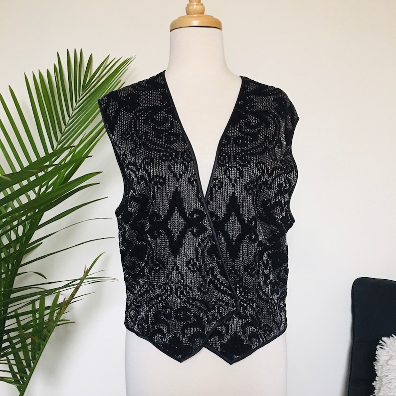 80s Black knitted sparkly vest