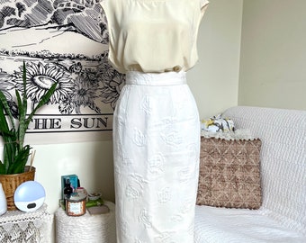 Quilted White Midi Skirt size small