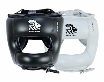 White and Black Boxing & MMA Headgear – Sparring and Training Helmet | Ring Pro