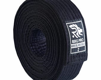 Black Martial Arts Belt – Durable Cotton-Polyester Belt for Karate , Taekwondo & Aikido Training | Ring Pro