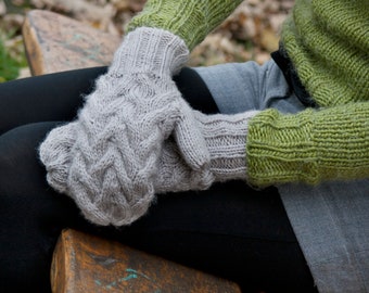 Constantine Mittens ~ PDF knitting pattern | Cable Hat | Aran Worsted Hat knitting pattern by Faye Perriam-Reed