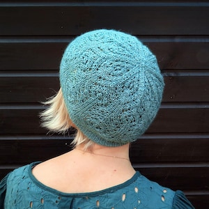 Lace Beanie Hat Pattern | 4ply Fingering weight | PDF digital download by Faye Perriam-Reed
