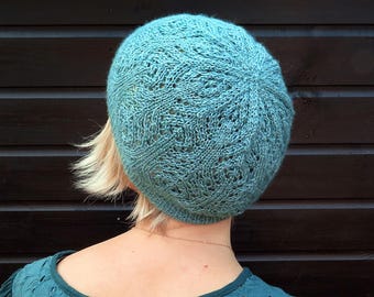 Lace Beanie Hat Pattern | 4ply Fingering weight | PDF digital download by Faye Perriam-Reed