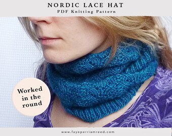 Nordic Lace Cowl ~ PDF knitting pattern | worked in the round | One size